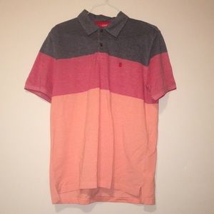 Mens IZOD Red Grey Orange Polo Size M